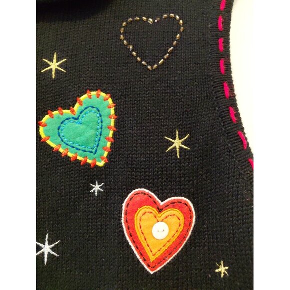 Vtg Christmas Sweater Vest Full Zip Grannycore Snowman Whimsical  XL Applique - Picture 4 of 11